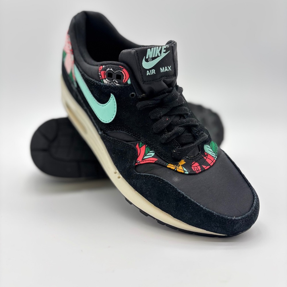 Nike Air Max 1 GPX Floral Black Mint  Womens 10 Sneakers Retro Style Whimsy
